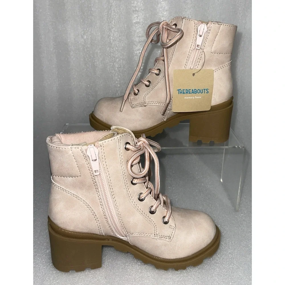 Therabouts‎ Kinsley Pink Rhinestone Hiker Block Heel Boots Girls Size 11 NEW